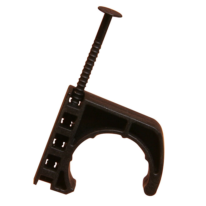 Attache de fixation en J de 1/2" en plastique noir