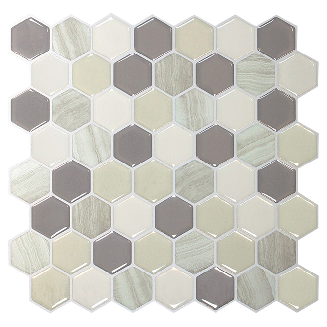 Self-Adhesive Wall Tile - Hexagon Greige - Dual Finish - 6-Pack