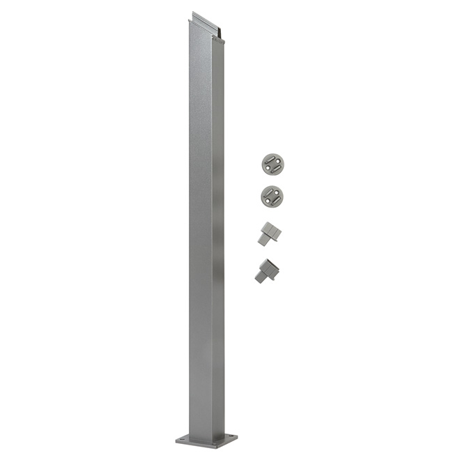 Stair Railing Post - 4'' x 38'' - Aluminum - Titanium Grey
