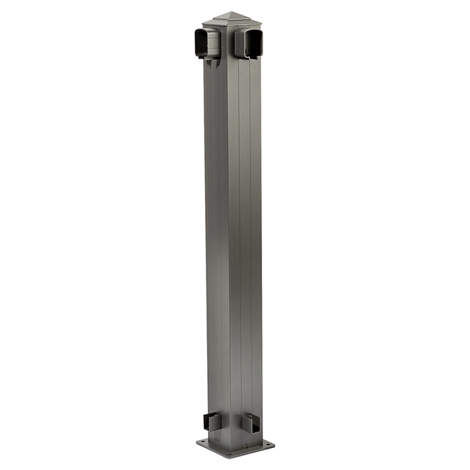 Railing Corner Post - 6'' x 6'' x 44 1/2'' - Aluminum - Titanium Grey