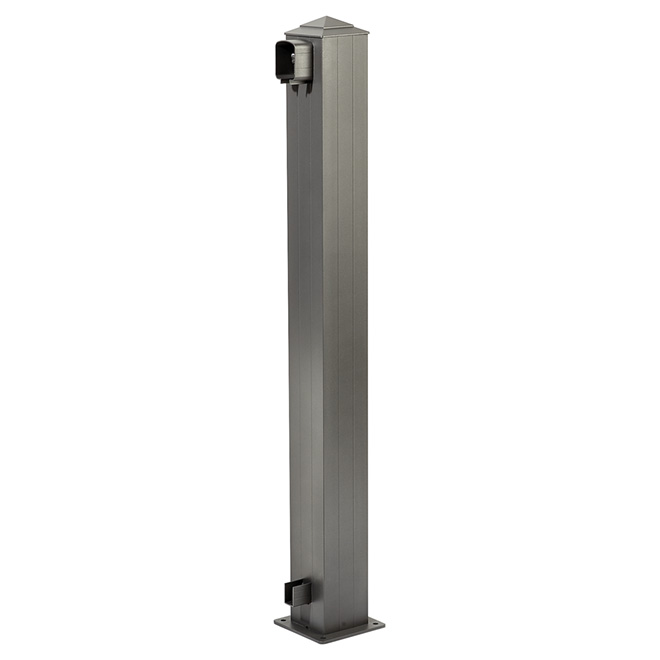 Railing End Post - 6 x 6 x 44 1/2'' - Alum. - Grey