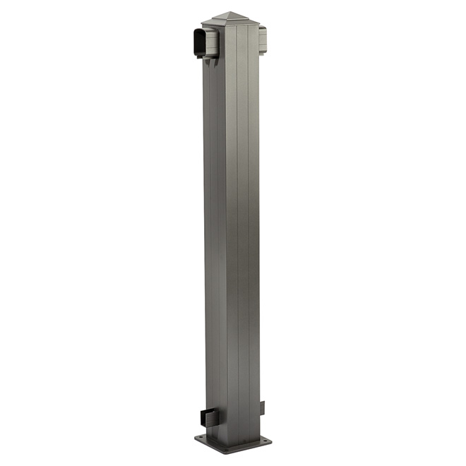 Railing Line Post - 6'' x 6'' x 44 1/2'' - Aluminum - Titanium Grey