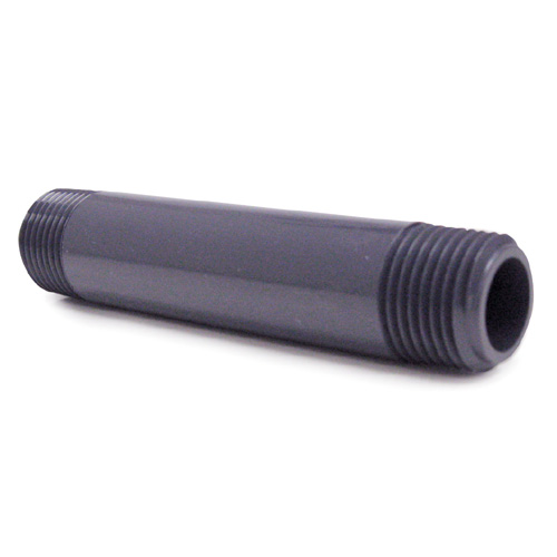 Mamelon de PVC, fileté deux extrémités, sch 80, 3/4", gris