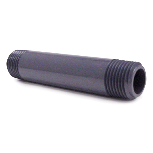 Mamelon de PVC, fileté deux extrémités, sch 80, 1/2", gris