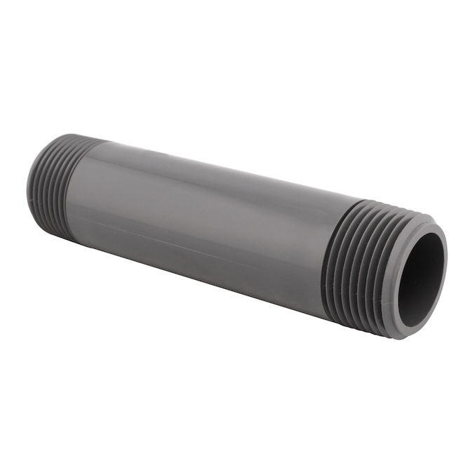 PVC Nipple - Threaded Ends - Schedule 80 - 3/4" - Grey