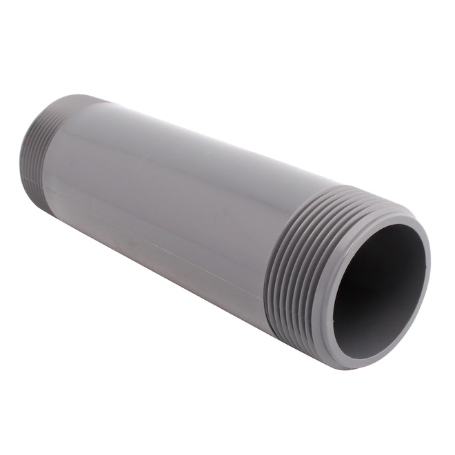 PVC Nipple - Threaded Ends - Schedule 80 - 1 1/2" - Grey