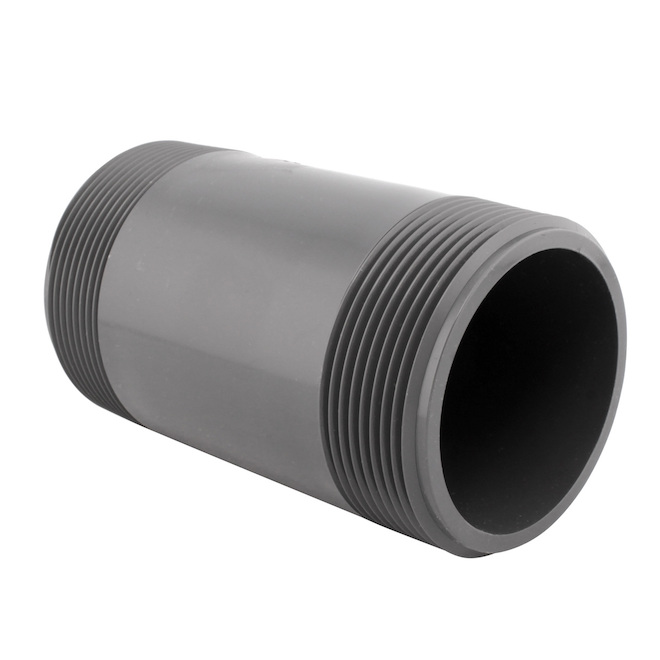 PVC Nipple - Threaded Ends - Schedule 80 - 2" - Grey