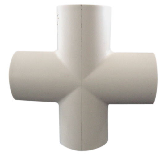 Raccord en croix industriel en PVC, 3/4", blanc