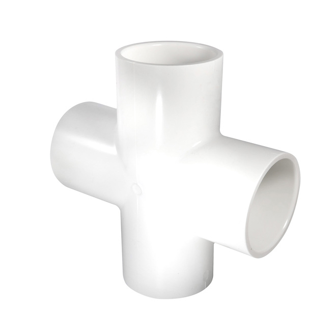 Raccord en croix industriel en PVC, 1", blanc