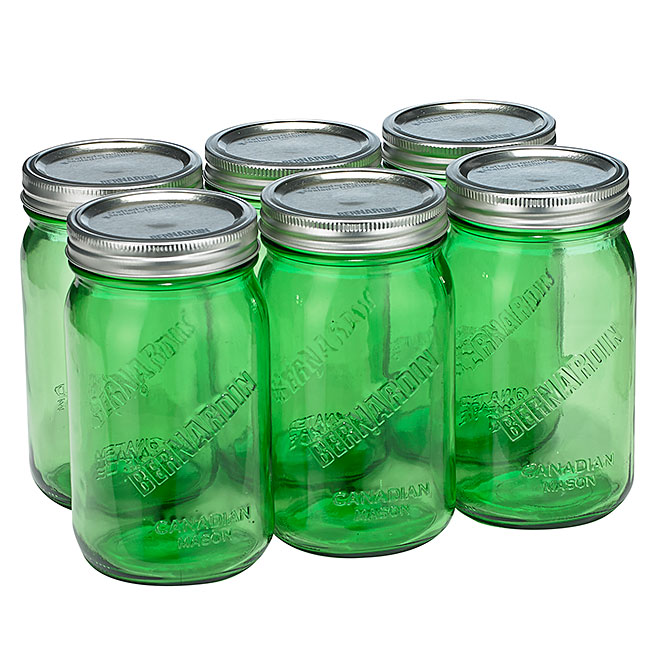 Bocaux d'époque style pot Mason, 946 ml, paquet de 6, vert