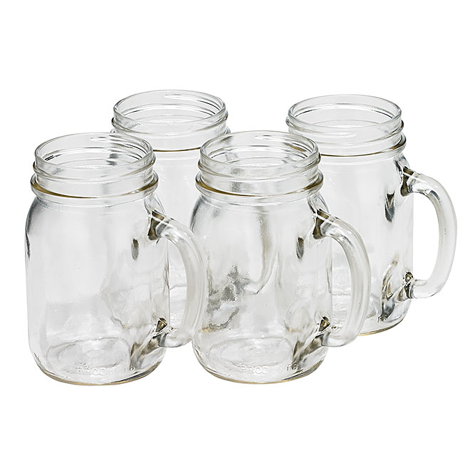 Drinking Jars - Set of 4 - 16 oz - Clear