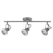 Rail d'éclairage, 3 lumières, DEL, acier brossé et chrome