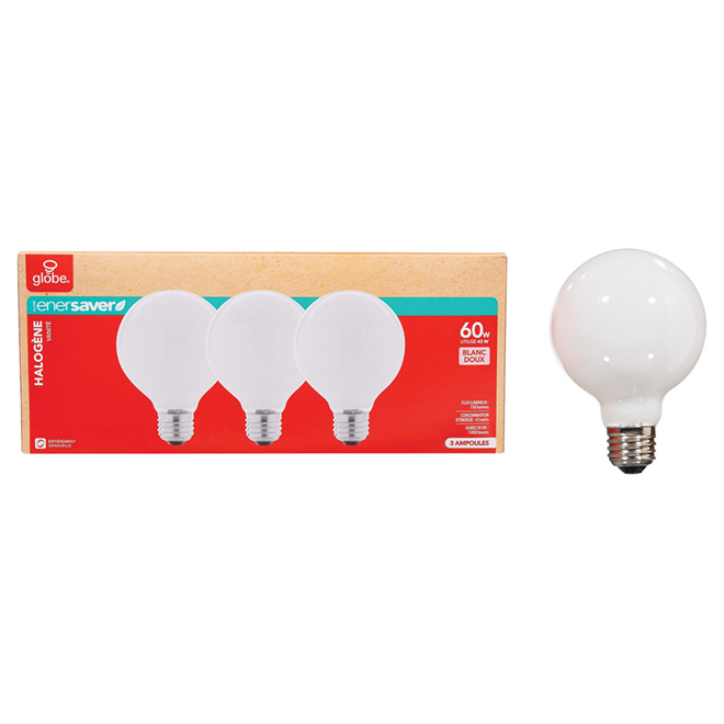 Paquet de 3 ampoules halogènes blanc doux G25 de 43 W