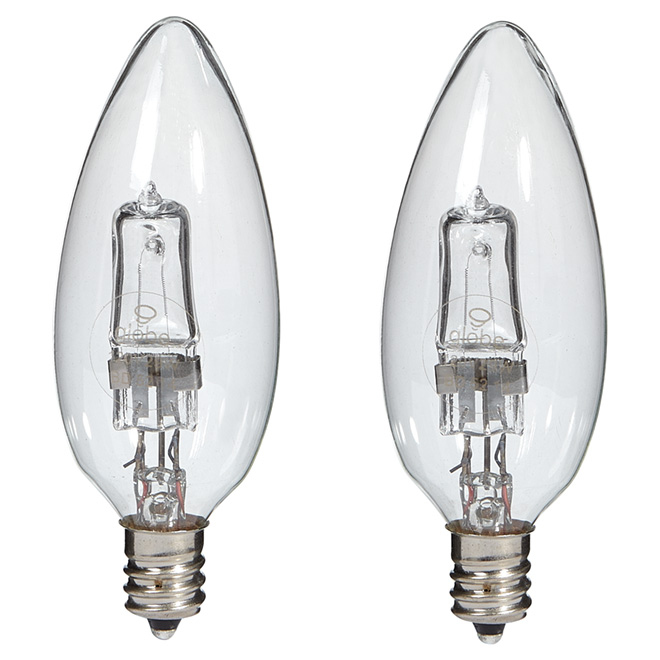 Paquet de 2 ampoules halogènes transparentes B10 de 29 W