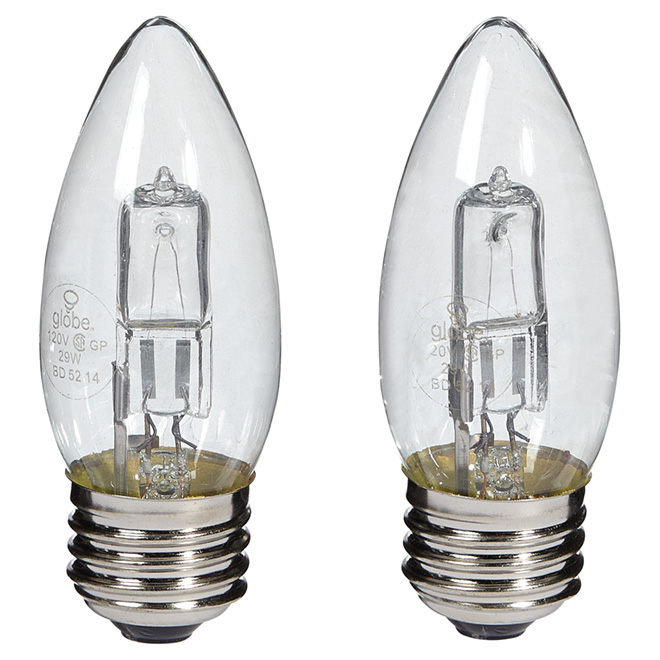 Paquet de 2 ampoules halogènes transparentes B11 de 29 W