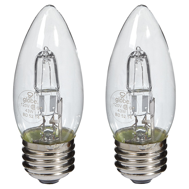 2-Pack 43 W B11 Clear Halogen Bulbs