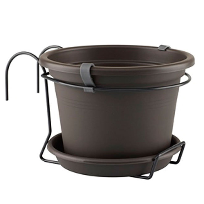 Pot et soucoupe «Cilindro» anthracite