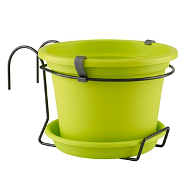 Pot et soucoupe «Cilindro» vert lime