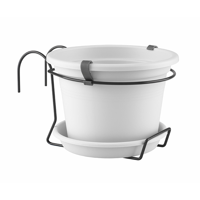 Pot et soucoupe «Cilindro» blanc