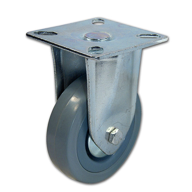 Roulette rigide en caoutchouc gris sur plaque, 132 lb, 3"