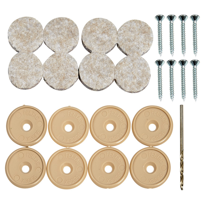 Screw-on Felt Pads - Round - Beige - 3/4" - 8/Pk