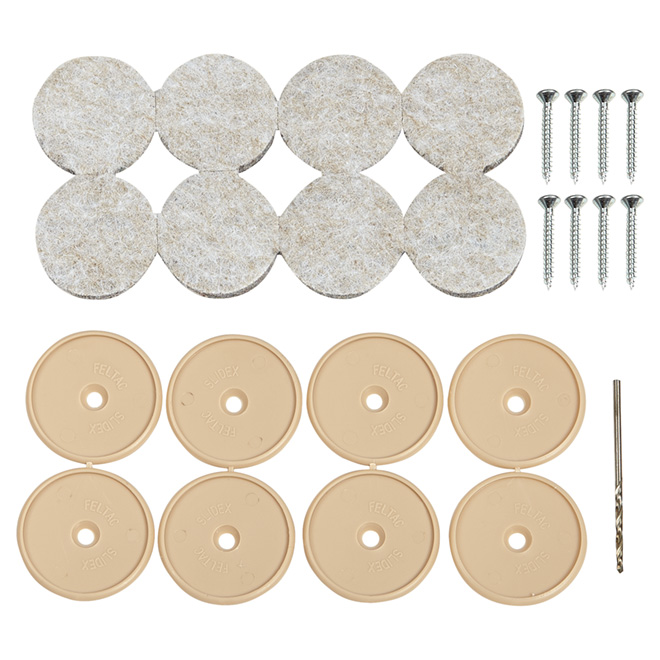 Nail-On Felt Pads - Round - Beige - 1 1/8" - 8/Pk