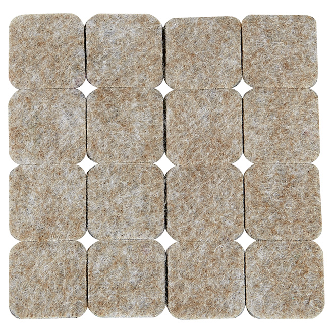 Coussinets autoadhésifs Eco, carrés, beiges, 1", 16/pq