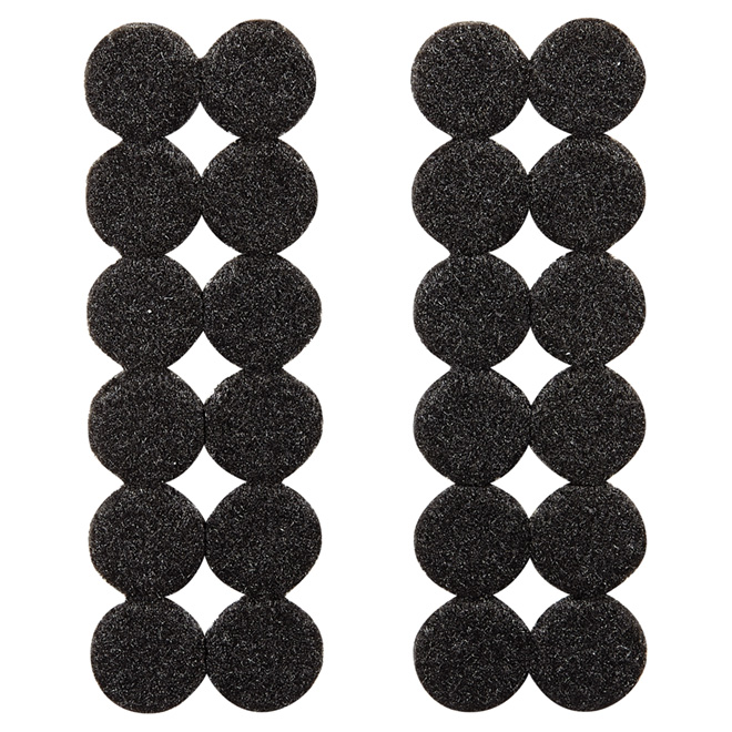 Coussinets autoadhésifs Eco, ronds, noirs, 3/4", 24/pq