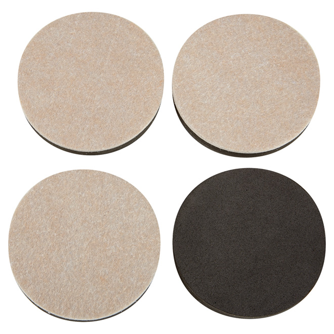 Reusable Felt Pads - Round - Beige/Black - 3 1/2" - 4/Pk