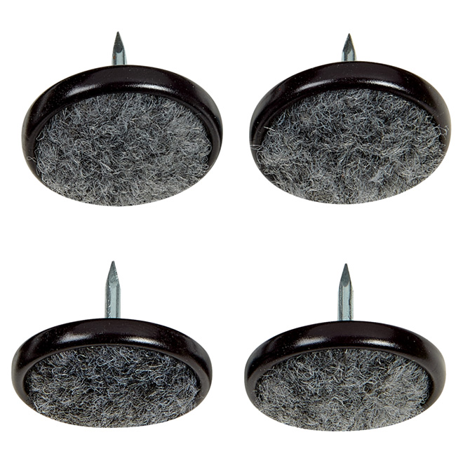 Patins à clouer avec base en tapis, gris, 1 1/4", 4/pq