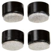 Fused-Felt Plastic Leg Tips - Round - Black - 1 1/4