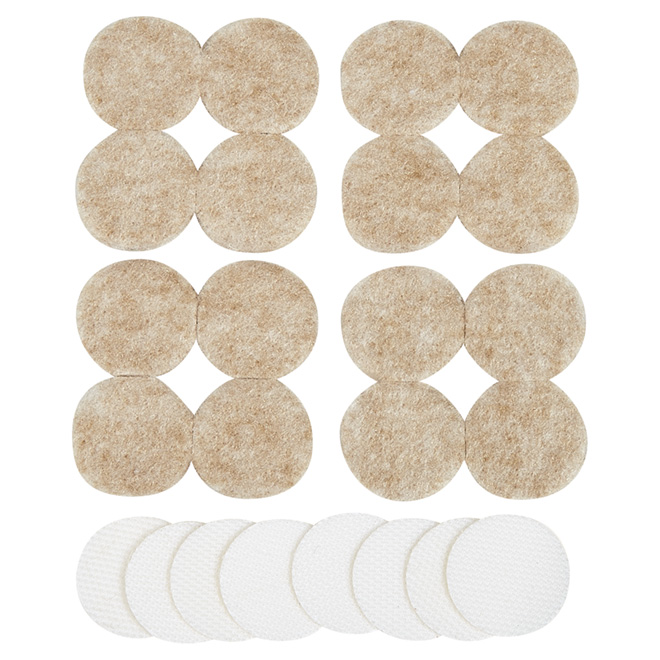 Heavy-Duty Felt Pads - Round - Beige - 1" - 24/Pk