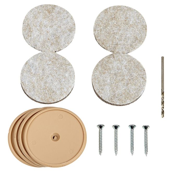 Nail-On Felt Pads - Round - Beige - 1 1/2" - 4/Pk