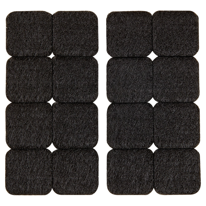 Self-Adhesive Felt Pads - Eco - Square - Black - 1" - 16/Pk