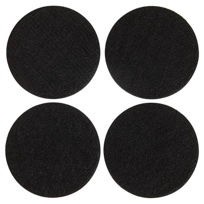 Coussinets autoadhésifs Eco, ronds, noirs, 4", 4/pq