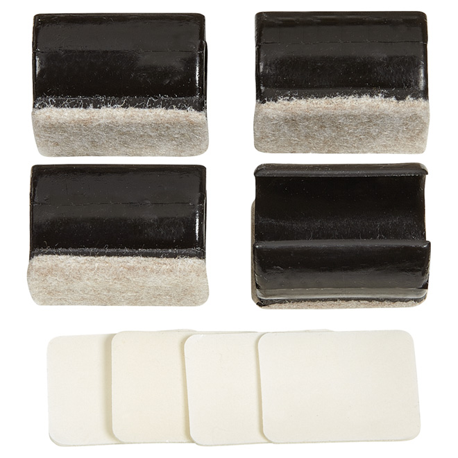 Felt-Base Snap-On Glides - Rectangular - 1" x 1 1/8" - 4/Pk
