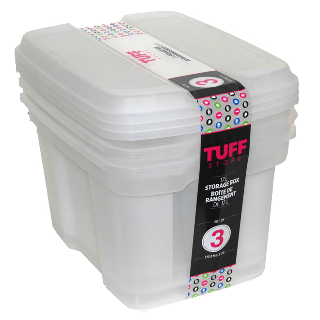 Plastic Storage Boxes, 17 L - White - 3-Pack