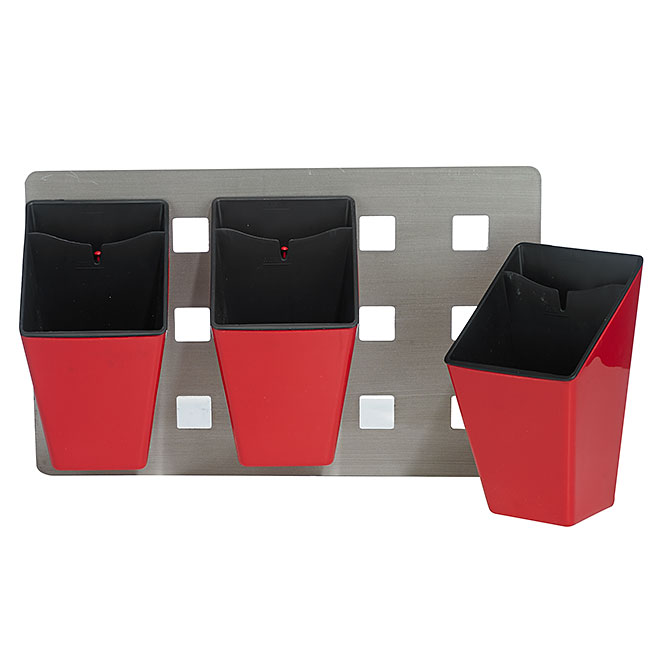 Jardin mural 3 pots Rouge et Gris