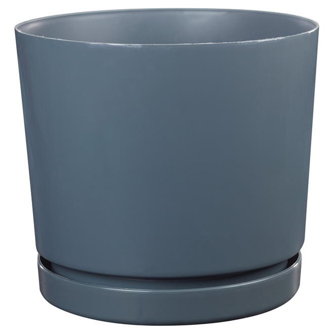 High-Gloss Planter Pot - "Dynamic Design" - 12" - Grey