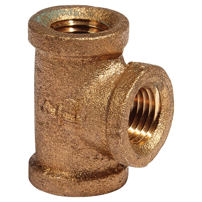 Raccord en T, laiton sans plomb, 1/4", FIP x FIP x FIP