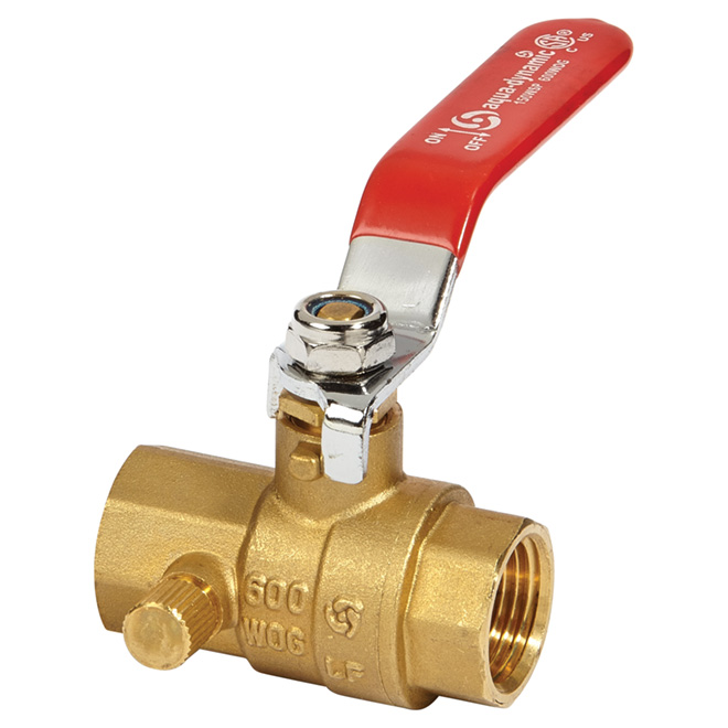 1/2" Threaded Straight Ball Valve with Waste Drain