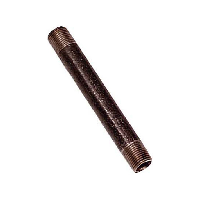 Mamelon en acier noir de 1/2" x 6' à filetage mâle
