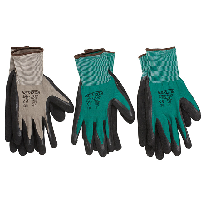 Gants polyester et mousse de latex, 3 paires