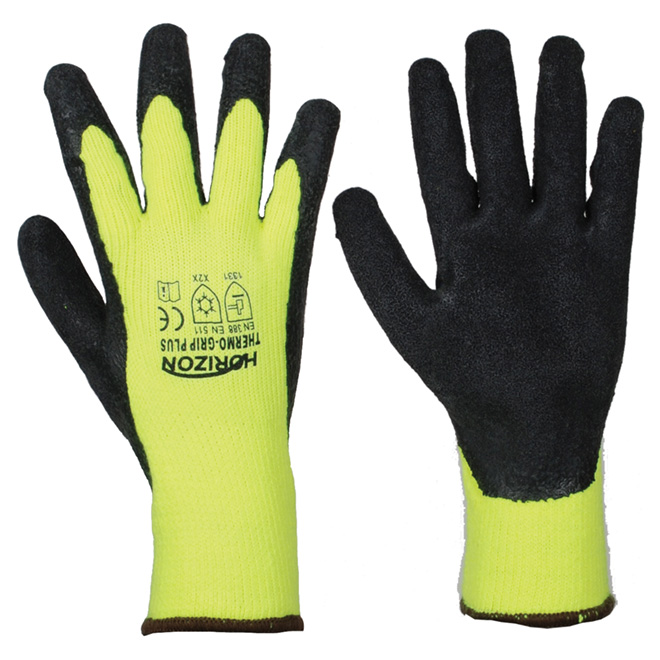 Yellow Latex High-Visibility Large Gloves