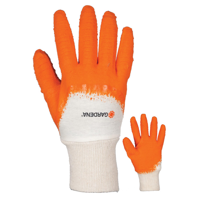 Gants de jardinage pour dame, P/M, latex, orange