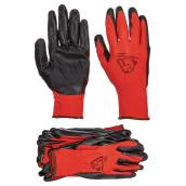 Gants en polyester et nitrile, paquet de 10 paires, rouges