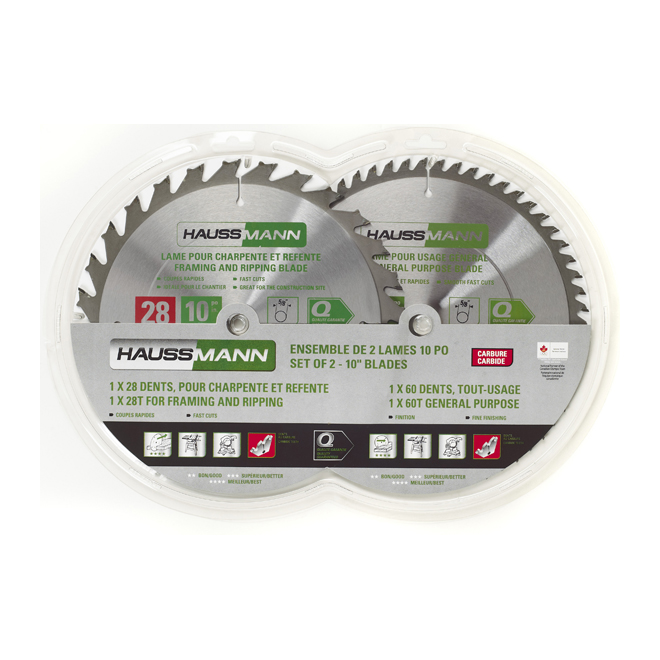 Set of 2 Carbide-Tipped Saw Blades
