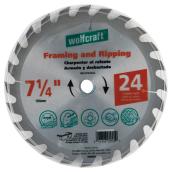 Lame en carbure pour charpente, 7 1/4 po, 24 dents