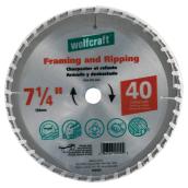 Lame en carbure pour charpente, 7 1/4 po, 40 dents
