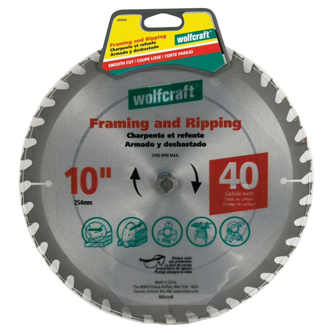 Framing Circular Saw Carbide Blade - 10" x 40TH